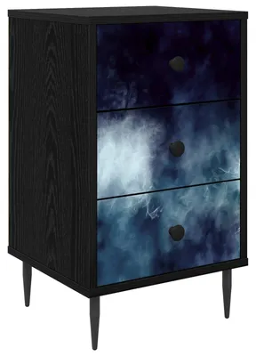Immagine prodotto di Tavolino da notte RAALTE, colore nero, aspetto legno di quercia, dimensioni 36 x 33 x 61 cm