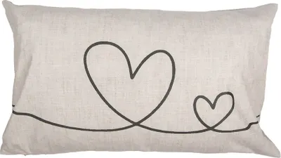 Produktbild von Clayre & Eef Kissenbezug 30x50 cm Beige Grün Polyester Herzen