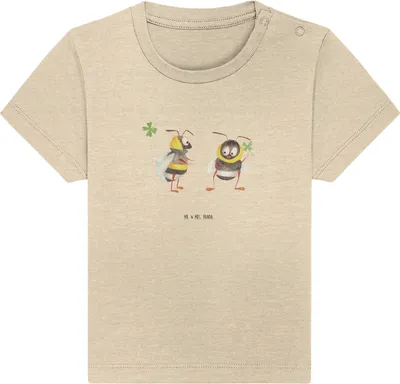 Produktbild von Mr. & Mrs. Panda  T-Shirt Hummeln Kleeblatt 0. - 6. Monat - Natural Raw - Geschenk, Biene, glücklich Werden, Spruch Positiv, Fröhlich, Babyshirt, Lustige Sprüche, sein