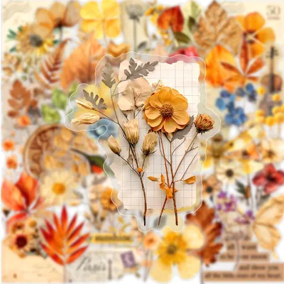 50 Vintage Blumen-Sticker, wasserdicht, ästhetisch, Set