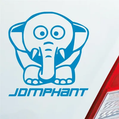 Produktbild von Auto Aufkleber JDMPHANT Elefant Style Tuning 10x10,5 cm Hellblau Sticker Heckscheibenaufkleber