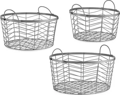 Obrázok produktu pre Strieborná súprava okrúhlych kovových košíkov (sada 3)