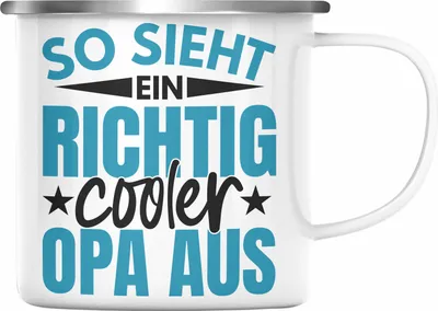 Produktbild von Trendation - Bester Opa Der Welt Geschenk Emaille Tasse So Sieht Ein Richtig Cooler Opa Aus Spruch Geburtstag Lustig (Silber)