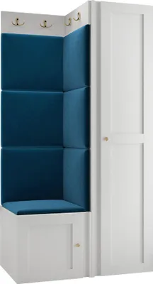 Produktbild von MIRJAN24 Garderoben-Set Orion Ramiro XXV, Kleiderschrank, Schuhschrank, Kleiderhakenbrett, 7x Paneel 42x42, 6 Kleiderhaken für Kleidung, Metallgriffe (Farbe: Weiß, Manila 26)
