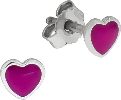 Produktbild von Kinder Ohrringe 925 Sterling Silber Herz Lack rosa