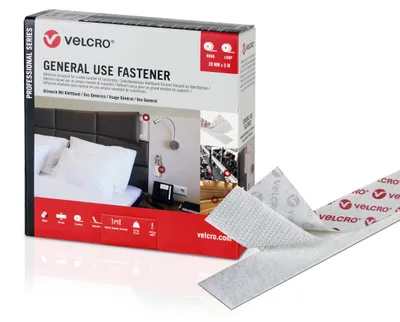 Zdjęcie produktu dla Zapięcie VELCRO® ogólnego zastosowania Taśma z haczykiem 5 m Taśma z pętelką 5 m, haczyk i pętelka 20 mm biała