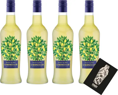Produktbild von Scavi & Ray 4er Set Limoncello 4x 0,7L (25% Vol) italienischer Zitronenlikör mit Mixcompany Grußkarte- [Enthält Sulfite]