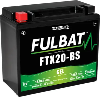 Image de Batterie FULBAT FUL GEL - FTX20-BS / YTX20-BS (Gel, sans entretien)