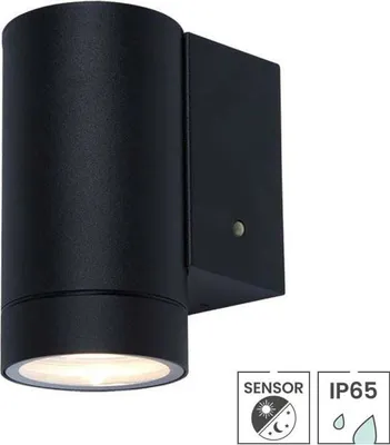 Produktbild von Außenleuchte mit Sensor Trento | Dämmerungssensor | GU10-Fassung | IP65 | Ø 65 mm | Mattschwarz
