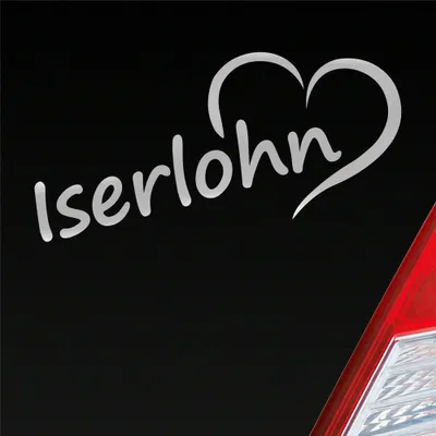 Produktbild von Auto Aufkleber Iserlohn Herz Stadt City Liebe Love Heimat 18x8 cm Silber Sticker Heckscheibenaufkleber