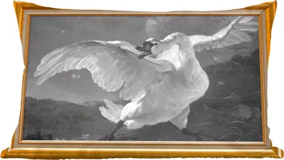 Produktbild von MuchoWow® Zierkissen Sofakissen Wohnzimmer Dekokissen 50x30 cm Der gefährdete Schwan - Alte Meister - Liste - Gold - Wohnzimmerdekoration - Polster mit Photo