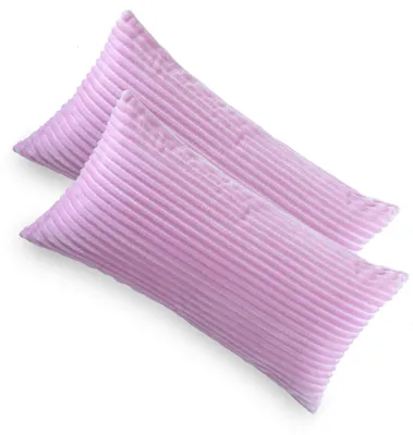 Produktbild von Kuscheli® 2er Set Kissenbezug im Doppelpack Cashmer Touch Fleece Kissenhülle, Sofakissen Kopfkissenbezug Kissenbezüge Couchkissen, Farbe:Rosa, Größe:2x 40x80 cm