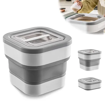Produktbild von Futterbox Hund 10L, luftdichter, zusammenklappbarer Futterbehälter für Hundefutter, Katzenfutter und Trockenfutter