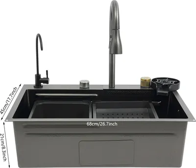 Produktbild von Haushaltswaschbecken, langlebiger Edelstahl, effiziente Wasserabgabemodi, 68CM