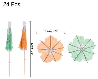 Image de 24 Pcs Petal Drink Umbrellas Cocktail, 3,9 Pouces Cocktail Picks Toothpicks Colorful Mini Paper Umbrellas for Drinks Cupcake Beach Party Decorations