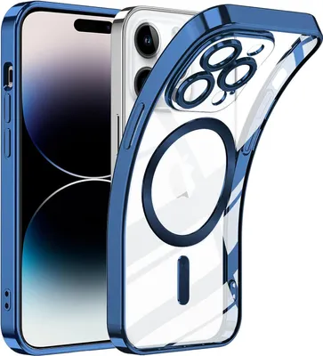 Image de Housse pour iPhone 13 Pro avec Magsafe et protection pour appareil photo, Magnétique Ultra Fin Clair Housse Bleue