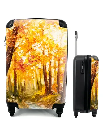 Produktbild von MuchoWow® Koffer Handgepäck Trolley Rollkoffer Kleine Reisekoffer mit 4 Rollen - Gemälde - Herbst - Wald - Ölgemälde - Cabin Size < 55x40x23 cm & 55x40x20 cm - Fotokoffer - Kabinenkoffer - Boardgepäck - Reise-Box - Reisekoffer - Reisegepäck - Koffer mit Bild - Trolley für Kinder