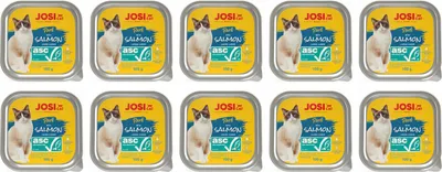 Produktbild von Josera Josicat Pate Salmon - Nassfutter für ausgewachsene Katzen in Form einer Lachspastete, 10 Schalen à 100g