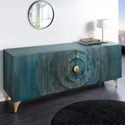 Produktbild von riess-ambiente Sideboard GOLDEN SUNSET 180cm türkis gold Mangoholz Metallbeine Kommode Anrichte Schrank