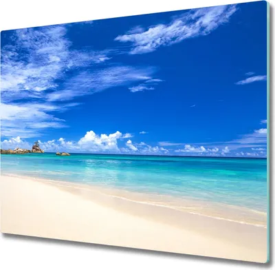 Produktbild von Glas Herdabdeckplatte 60x52 cm Spritzschutz Glasabdeckplatte Schneidebrett Tropischer Strand