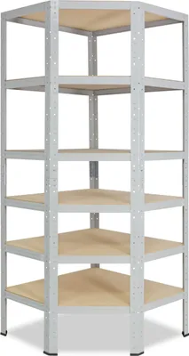 Produktbild von shelfplaza OFFICE 230x70x45 cm Eckregal in lichtgrau mit 6 Böden und 145 kg Traglast pro Boden