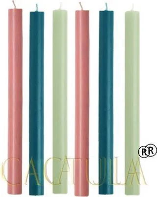 Obrázek produktu pro Cactula svíčky – Dreamy – světle růžová, petrolková a zelená – průměr 2,1 cm, délka 30 cm – 6 kusů