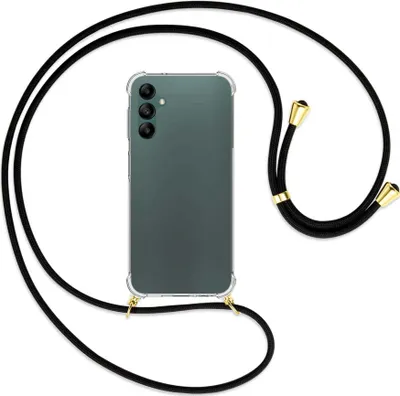 Produktbild von Handykette Backcover-Schutzhülle mit Band (Metall goldfarben) für Samsung Galaxy A14 5G - schwarz