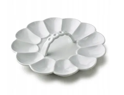 Produktbild von BASIC Porzellan Eierteller für 12 Eier Weiß mit Griff, Eierplatte 25cm