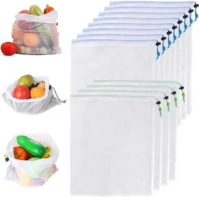 Zdjęcie produktu dla Wielokrotnego użytku przezroczyste woreczki na warzywa, 8 sztuk, 42 x 30 cm, nadające się do prania.