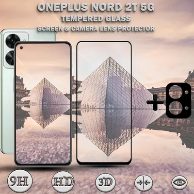 Produktbild von 1-Pack OnePlus Nord 2T 5G Displayschutzfolie & 1-Pack Kameraschutz - Gehärtetes Glas 9H - Super Qualität 3D