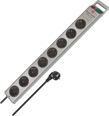 Produktbild von Brennenstuhl Steckdosenleiste 8-Fach mit Schalter, 2,5m Kabel, schwarz/silber