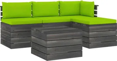 Immagine prodotto di Set divano da giardino a 5 posti, in legno massello, verde