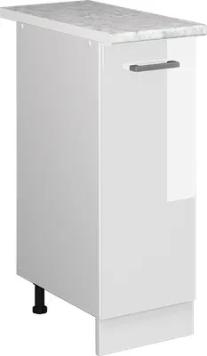 Produktbild von Unterschrank Vicco R-Line Weiß Hochglanz 30 cm mit Tür, mit Arbeitsplatte, Model 41850