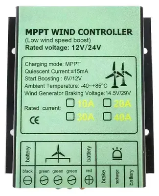 Image de Régulateur de charge MPPT pour éoliennes - Contrôleur 24V - Pour éolienne à axe vertical de 3000W - Entrée 12–48V AC - Pour systèmes de stockage d'énergie domestiques hors réseau