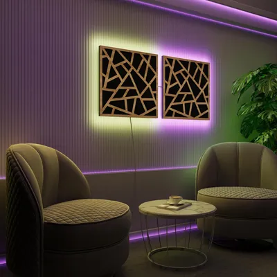 Immagine prodotto di Set da 2 pannelli acustici a LED con RGB Glow per Echo Control | Pannelli fonoassorbenti con retroilluminazione | 2x SKYROSS - Separately | Rovere