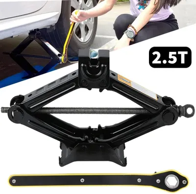 Image de Cric hydraulique pour voiture - 2,5 t - Hauteur de levage 10-39 cm - Manivelle manuelle - Acier - Pour voiture et SUV - Orange