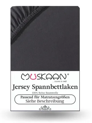 Produktbild von Jersey Spannbettlaken 90x200 cm - 100x200 cm Schwarz - 100% Baumwolle