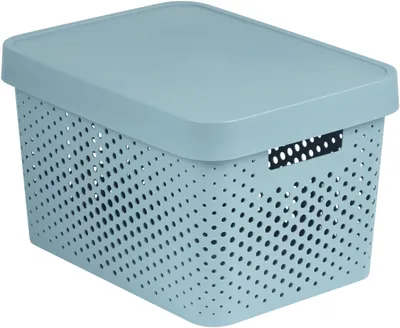 Productafbeelding van Curver INFINITY opbergbox met deksel en gaatjespatroon, 17 liter, grijs