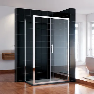 Zdjęcie produktu dla Parawan prysznicowy SONNI 120x185cm z drzwiami przesuwnymi i przezroczystym szkłem z panelem bocznym 90cm