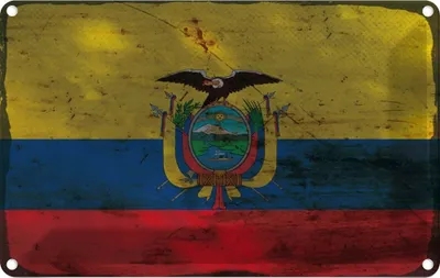 Produktbild von vianmo Blechschild 20x30 cm Ecuador Rost Flagge Fahne Wappen