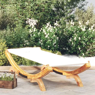 Image de The Living Store Loungebed 100x188,5x44 cm Bentwood Solid Cream