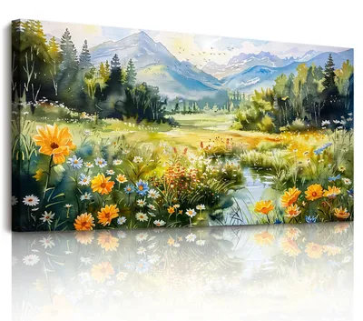Canvas-Wandbild Blumenberg 73x146 cm Wohnzimmer