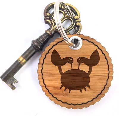Produktbild von Mr. & Mrs. Panda Schlüsselanhänger Krebs - Geschenk, Anhänger, für schlüssel, Holz, Taschenanhänger