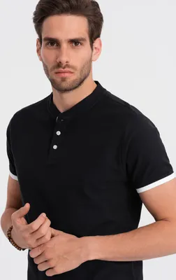 Produktbild von Ombre Clothing Herren-T-Shirt mit Kragen Phukzon schwarz S