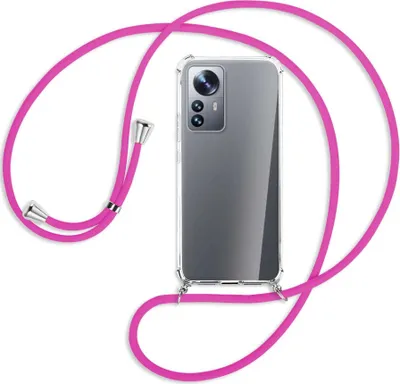 Produktbild von Handykette Backcover-Schutzhülle mit Band (Metall silberfarben) für Xiaomi 12 Pro - hot pink