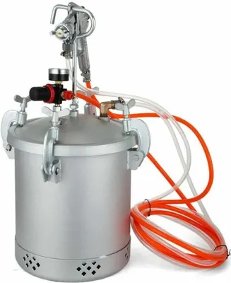 Produktbild von Farbspritzsystem 10 l - Druckbehälter mit Spritzpistole - 45–60 PSI - Für Farbe, Beize, Lack - Für Innen- und Außenbereiche - Silber