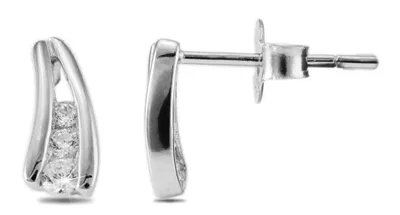 Produktbild von 925/- Echt Silber Ohrstecker mit Zirkoniabesatz, 925/rhodiniert
