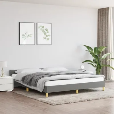 Produktbild von The Living Store Bettgestell mit Kopfteil Dunkelgrau 160x200 cm Stoff