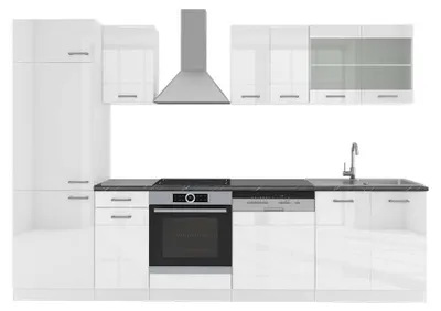 Zdjęcie produktu dla Aneks kuchenny Vicco R-Line Biały wysoki połysk/biały 300 cm , BP Antracyt, Model 42338