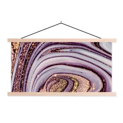 Produktbild von MuchoWow® Textilposter Marmor - Rosa - Gold - Glitter - Marmoroptik - Luxus 60x30 cm mit holzfarbenen Rahmen - Dekoration